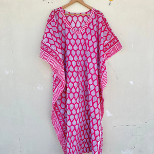 ชุดเดรสคาฟตันผ้าฝ้าย100% ชุดเดรสยาวคอตตอนสไตล์อินเดียชุดเดรสบิกินี่ชายหาดฤดูร้อนฤดูใบไม้ร่วงและฤดูใบไม้ผลิ - Product Image 1