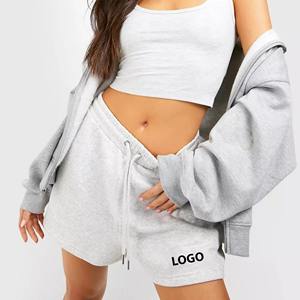 <b>Women's</b> High Casual <b>Shorts</b> Elastic Button Bottoms Loose Cotton Fleece Custom Logo Print Wholesale Streetwear <b>Women's</b> Shortsi - Product Image 1