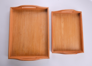 Juego de 2 bandejas de madera de haya con asas ovaladas - Bandejas de madera maciza - Platos de madera natural premium para desayuno y café - Product Image 5