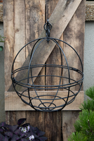 Jardinière suspendue globe antique au design moderne et épuré, en fer thermolaqué, décorative, pour intérieur et extérieur, panier suspendu réutilisable