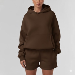 Conjunto corto de dos piezas con capucha de moda para mujer con impresión personalizada de alta calidad para dama Conjunto de 2 piezas de impresión digital para niña - Product Image 4