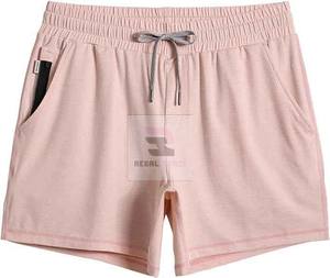 Pantalones cortos de gimnasio con cintura elástica cómodos para hombre, pantalones cortos atléticos con patrón sólido y cremallera, estilo informal ecológico con bolsillos - Product Image 2