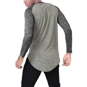 T-shirts de baseball à manches longues raglan pour hommes, style hipster hip-hop basique, ourlet incurvé, séchage rapide, légers - Product Image 3