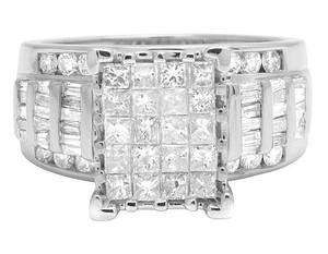 Bague classique en moissanite taille baguette et taille princesse ronde, sertie en grappe, avec bande en argent S925 pour femme, idéale pour les mariages et les soirées - Product Image 5