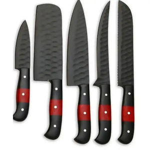 Juego de Cuchillos de Chef Burraq Profesional de 5 Piezas, Hechos a Mano en Acero al Carbono, Mango de Madera, Diseño Moderno, Aptos para Lavavajillas, para Chefs y Cocineros - Product Image 4