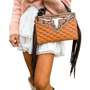 กระเป๋าสะพายคาดลำตัวหนังแท้ทำด้วยมือน้ำหนักเบาสำหรับทุกเพศสไตล์โบฮีเมียนแบบมีซิปปิดได้ทุกฤดูการเดินทางในฤดูใบไม้ผลิ - Product Image 1