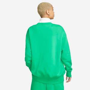 Sudadera holgada acanalada para mujer, con cuello redondo, 80% Algodón, 20% poliéster reciclado, lana, puños acanalados y dobladillo, color verde Aqua - Product Image 2