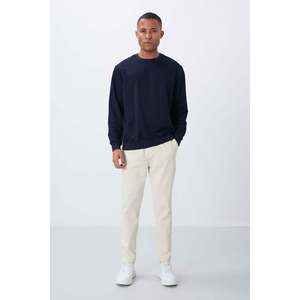 Sweat-shirt basique pour homme en coton indigo, texture douce, coupe standard - 88363 - Indigo - Product Image 2
