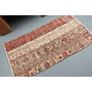 Alfombra turca Vintage de 23x45 pies, alfombra de retazos de tejido plano rojo y Beige, decoraciones para sala de estar, lana, Material PP, respaldo de látex - Product Image 2