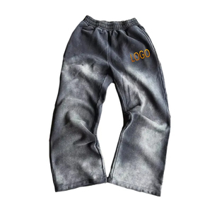 Pantalons de survêtement unisexes personnalisés avec logo 2026, style vintage délavé à l'acide, décoloré par le soleil, 100% coton, surdimensionnés, empilés, style décontracté, services OEM - Product Image 2