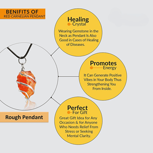 Pendentif enroulé en fil de pierre brute de cornaline Bijoux en cristal fabriqués à la main pour la guérison de l'énergie spirituelle et des cadeaux élégants - Product Image 2