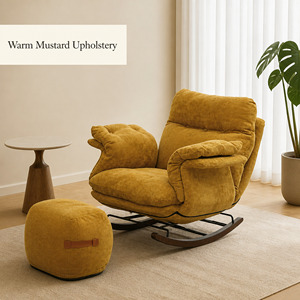 Fauteuil à bascule moderne rembourré avec repose-pieds, chaise longue à bascule rembourrée pour salon, housse amovible, confort doux - Product Image 4