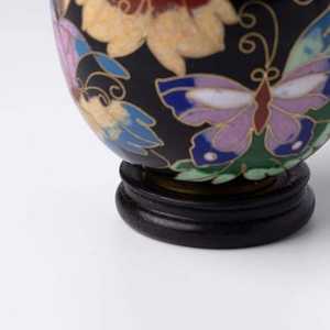 Mariposas florecientes Cloisonne Recuerdo Urna de cremación Esmalte de cobre de latón hecho a mano con tapa roscada para cenizas humanas - Product Image 3