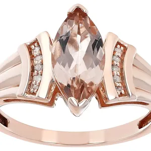 우아한 홍당무: 복숭아 Morganite 10K 로즈 골드 반지 | 로즈 골드와 미묘한 핑크 색조의 섬세한 조화 | 우아한 고급 보석