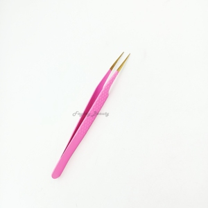 Pince à épiler pour cils Pince à épiler pointue pour outils de beauté Ensemble de pinces à épiler logo Custim couleur rose de haute qualité en acier inoxydable - Product Image 2