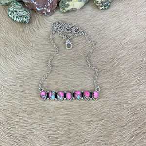 Handmade Rhodium/Gold Plated Sterling Silver Cotton <b>Candy</b> Turquoise Bezel Setting <b>Necklace</b> Unique Pastel Gemstone Jewelry - Product Image 3