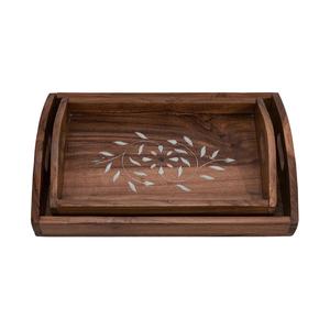 Beau plateau de service à cadre rond en bambou avec poignée pour ustensiles de restauration Vaisselle basse quantité minimale de commande en bois - Product Image 5