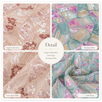 Tissu en dentelle à sequins brodés géométriques en gros, textile transparent de luxe pour robes de scène, décoration de mariages et événements, vêtements