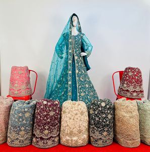 Vestido de fiesta con tela de red Dupatta, vestido de diseñador, vestidos de boda para mujer, vestidos de boda de proveedor indio - Product Image 2