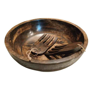 Cuenco de madera de acacia rústico con acabado natural hecho a mano para Cocina Esencial comedor y decoración de interiores - Product Image 3