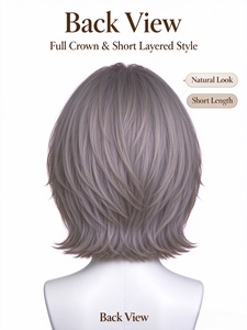 Short Layered Ash Milk Brown <b>Synthetic</b> <b>Wig</b> for Women, Natural Hairline Heat Resistant Fiber <b>Wig</b> Daily Wear - Product Image 5