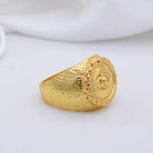 Brass Evil Eye Signet <b>Ring</b> 18k Gold Plated Gothic <b>Statement</b> Men's <b>Ring</b> For Wholesale - Product Image 2