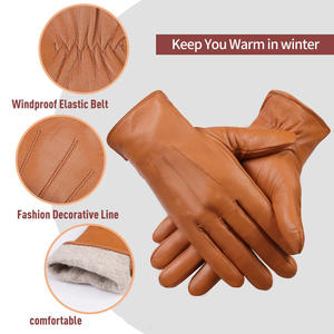 Gants de mode en cuir à logo personnalisé produit respirant à coutures hautes gants de mode en cuir ultra doux au toucher pour hommes - Product Image 3