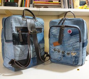 Sac à dos en jean pour femme Champ King, 100% coton, haute qualité, mode éco-responsable, fait main, vintage, décontracté, tissu 300g - Product Image 2