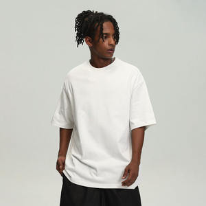 Camisetas con logotipo personalizado, Camiseta ajustada de algodón para hombre, ropa de calle, Camiseta de cuello redondo de gran tamaño Boxy Heavyweight 300Gsm para hombre - Product Image 2