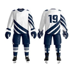 Uniforme de hockey sur glace confortable avec logo personnalisé en polyester 100%, ensembles de pantalons de maillot de sport professionnel avec évacuation de l'humidité - Product Image 1