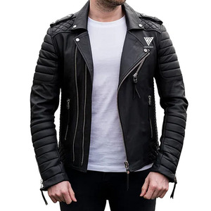 Chaqueta de Cuero Clásica para Hombre, Corte Ajustado, Hombros Acolchados, Cierre Frontal con Cremallera, Resistente al Viento y al Agua - Product Image 1