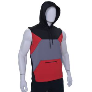 Outfit Fitness Apparel Sport Tank Tops Sleeveless Gym Hoodie Cut Off T Shirts Plus Size Men's Clothing with zipper pocket panel - Product Image 6