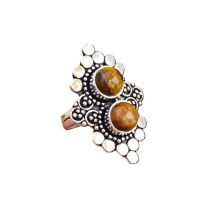925 Silver Gothic Boho Statement <b>Ring</b> with <b>Tiger</b> <b>Eye</b> & Agate Gemstone Handmade Custom Size <b>Ring</b> for Wedding or Party - Product Image 4