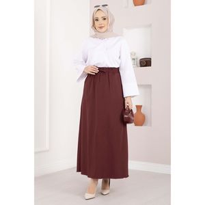 Burgundy Chiffon <b>Skirt</b> with <b>Elastic</b> Waist Pocket Detail Digital Print Soft Breathable Embroidered Empire Waistline Spring Style - Product Image 3