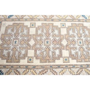 พรมลายตุรกี ขนาด 3.3x6 ฟุต (100x183 ซม.) สีน้ำเงินวินเทจแบบปะติดปะต่อ - Product Image 4