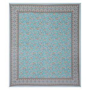 Parure de lit double 3 pièces imprimée fleurs bleu turquoise avec 2 taies d'oreiller et drap plat pour usage domestique, fonction massage ADB1473 - Product Image 4