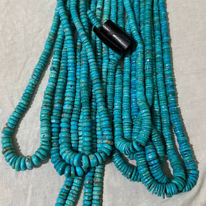 <b>Turquoise</b> Flat oval <b>beads</b> gemstone natural <b>Turquoise</b> with drill <b>beads</b> for making jewelry - Product Image 1