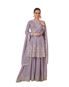 Dernier Designer Pure Chinon Silk Sequence Work Sarara Suit By Fab Zone - Product Image 1