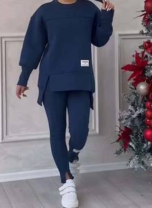 Customize Casual Breathable 2 Piece Set Stylish Design New Women's Tracksuits 100% Organic Cotton Sweat Suits - Product Image 2