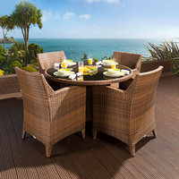 Ensemble table et chaise 1 place en rotin moderne, élégant, imperméable et durable pour l'extérieur – Mobilier de loisirs confortable et empilable pour cour