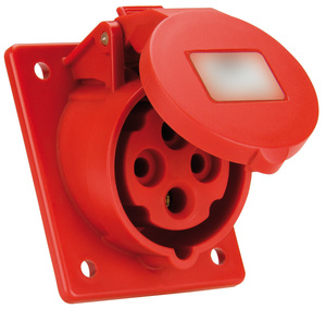 Base per presa inclinata da incasso industriale, rossa, 3P+T, IP44, 400V, 32A (Solera 931144A) - Product Image 1