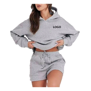 ชุดเซ็ตเสื้อฮู้ดดี้และกางเกงขาสั้นผู้หญิง ผ้าคุณภาพสูง เป็นมิตรกับสิ่งแวดล้อม น้ำหนักเบา ระบายอากาศได้ดี สัมผัสนุ่ม สไตล์ลำลอง ใส่สบาย เหมาะสำหรับฤดูร้อน - Product Image 3