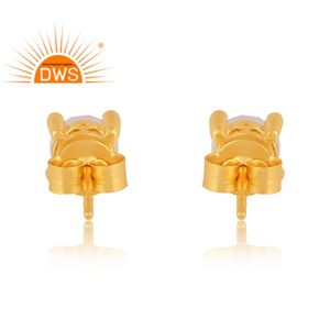 Última tendencia de plata esterlina 18K chapado en oro Cz y Rainbow Moon Stone Gemstone Stud Earring Demi Fine Jewelry Manufacturer - Product Image 4