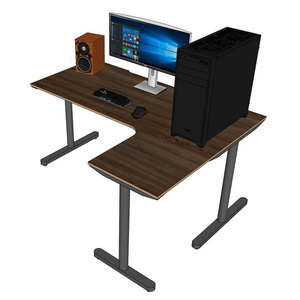 GD68059 L-Shaped Gaming <b>Desk</b> Assembled <b>Computer</b> <b>Desk</b> with Wooden Plywood and Iron Frame Featuring LED and MDF Surface - Product Image 2