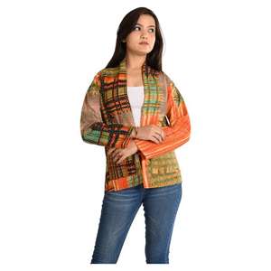 Boho Kantha <b>Jacket</b> for <b>Women</b> Handcrafted Vintage Cotton, Reversible, <b>Lightweight</b>, Ethical Fashion Wear - Product Image 3