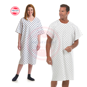 Bata de Paciente para Hospital |   Bata de Hospital de Alta Calidad, Holgada, con Estampado, Cuello en V, Manga Corta, Unisex - Product Image 1