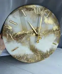 GM IMPEXによる高品質のエポキシ樹脂製壁掛け時計レストランとカスタムロゴ家の装飾樹脂製木製壁掛け時計