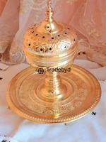 Brûleur à Bakhoor en Métal Fait Main de Qualité Supérieure Tradebyd, Porte-Encens Arabe Anti-Odeur, Toutes Saisons, Multi-Tailles, pour Mosquée
