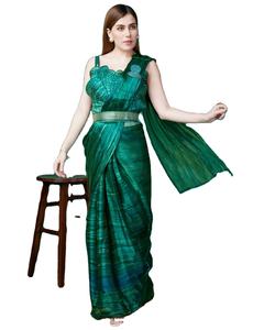 El último Sari bordado de seda de organza suave de diseñador listo para usar de Fab zone - Product Image 1