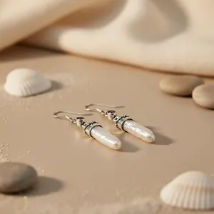 Boucles d'oreilles pendantes vintage en argent tibétain et quartz pour femme, serties de pierres en forme de goutte d'eau, bijoux fantaisie - Product Image 2